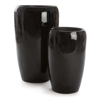 Pottesett à 2 Milano sort H:68/51 Ø:43/32 cm
