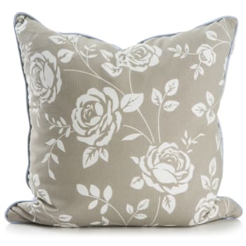 Pute beige m/hvite roser 50x50 cm Songvaar