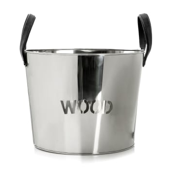 Vedkurv i stål Ø:46 H:35 m/håndtak