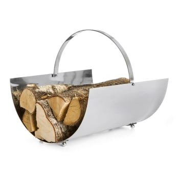 Vedkurv m/håndtak i stål H:40 B:34 D:40 cm