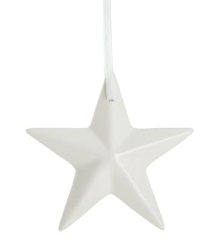 Dekorstjerne heng hvit porselen Ø:8 cm