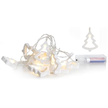 Lyslenke hvite juletre 10 lys LED batteri