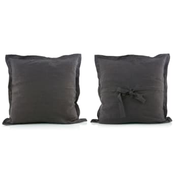 Putetrekk Madame lin koksgrå m/knyting 50x50