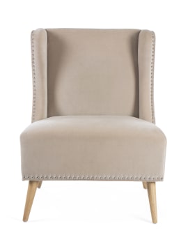 Stol Elegant velour m/sølvnagler beige H:94 B:69 D:71