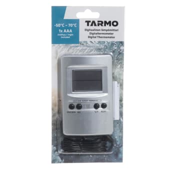 Termometer innendørs/utendørs sølv 11x7,1x2cm