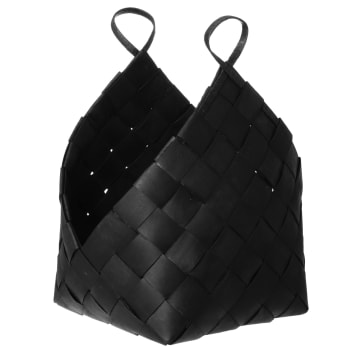 Vedkurv flettet sort 50x63 cm