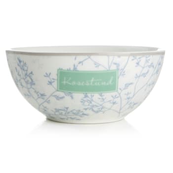 Skål Songvaar hvit m/lys blått mønster "Kosestund"