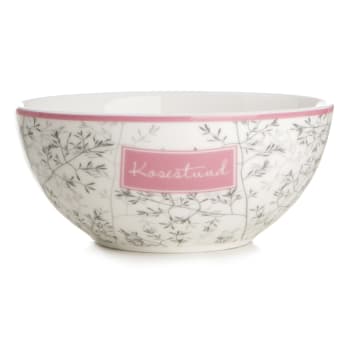 Skål Songvaar "Kosestund" hvit m/grått stråmønster