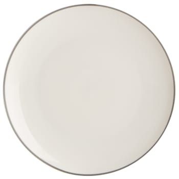 Asjett Songvaar hvit m/grå kant