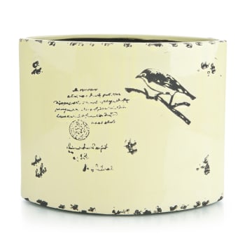 Vase gul med dekor oval H:24 B:30 D:10 cm