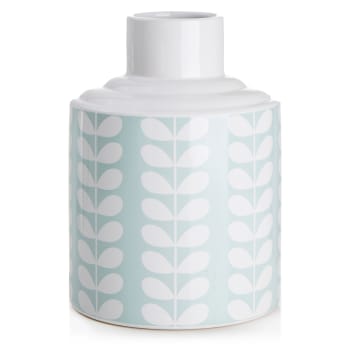 Vase retro blå m/blad H:21,5 cm