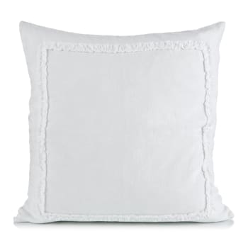 Putetrekk Adele 50x50 hvit m/ruflekant 100% lin