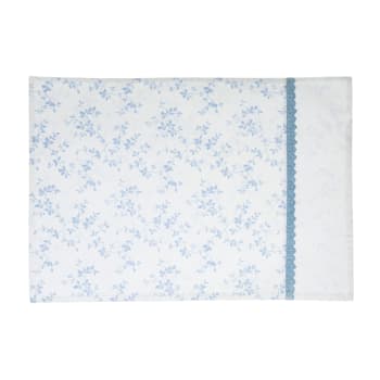 Spisebrikke hvit med blå blader Songvaar