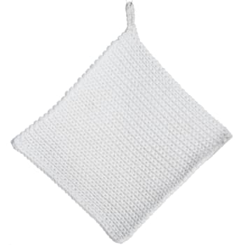 Gryteklut strikket hvit 20x20 cm