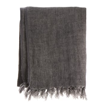 Pledd Olivia 100% lin mørk grå 125x160 cm