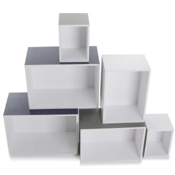 Hyllesett 6 deler hvit/grå/sort