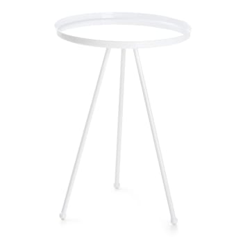 Bord Tea rundt metall hvit Ø:36,5 H:49 cm