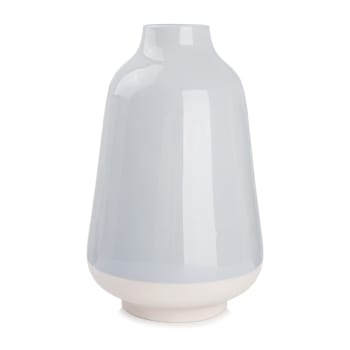 Vase i stengods lys blå m/naturfarget bunn H:29