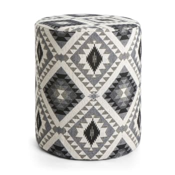 Puff Sigurd m/kelimmønster sort ø:40 h45 cm
