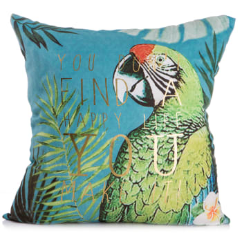 Pute m/polyester fyll print papegøye 45x45