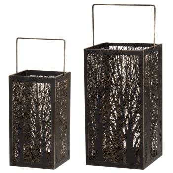 Lykt skog s/2 sort 27/34cm 4Living