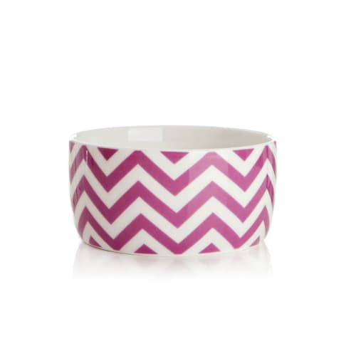 Bolle m/striper Ø:12 cm hvit/rosa