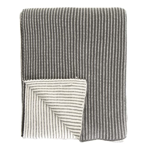 Madame Pledd Josefine grå/offwhite bomull strikk H:10 B:30 D:34