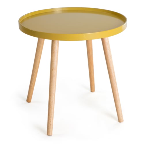 Bord Willy m/ben i tre okergul ø:50 cm