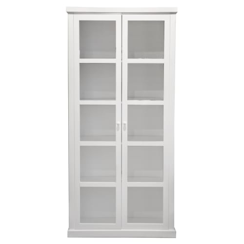 Skap høyt hvit m/2 glassdører H:210 B:100 cm