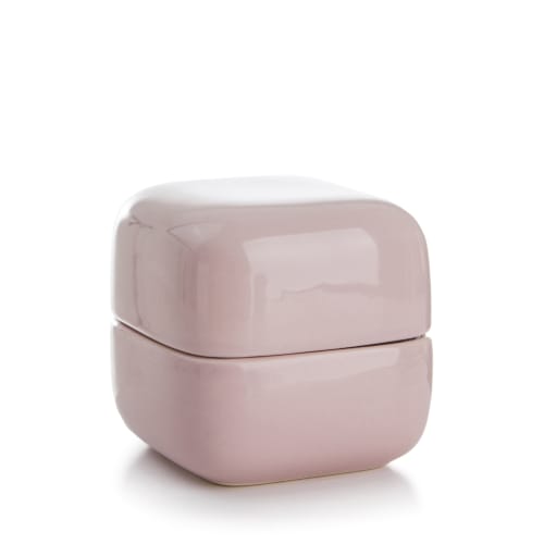 Krukke m/lokk rosa H:8 cm