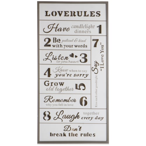 Bilde m/LED lys "love rules" H:79,5 cm