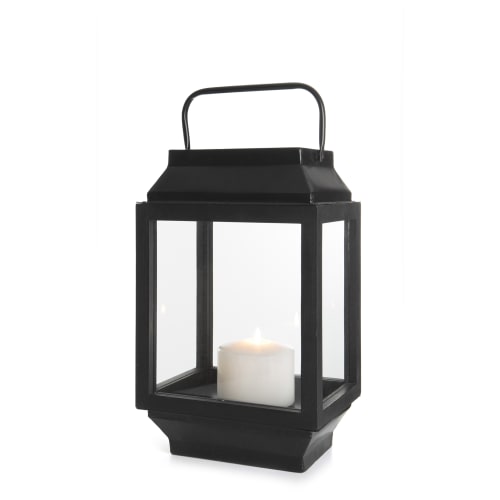 Lykt sort m/åpen topp H:31 cm
