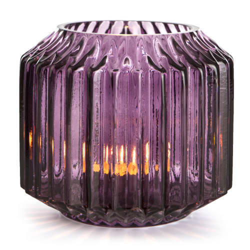 Lysglass Stripe plomme 13 cm