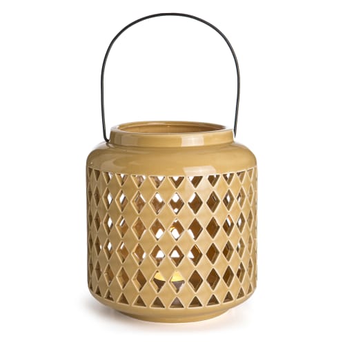 Lykt Rute m/hank gul 18 cm