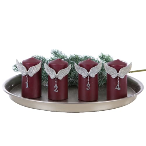 Dekortall til adventslys m/englevinger i sølv