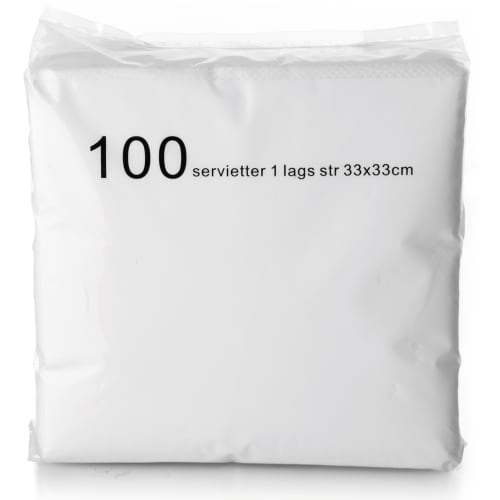 Serviett 1-lags 100 stk hvit
