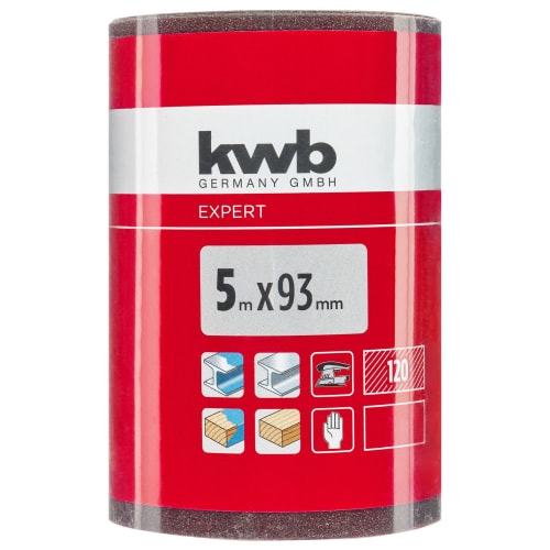 Slipepapir rull 93 mm × 5 m, K120 Kwb