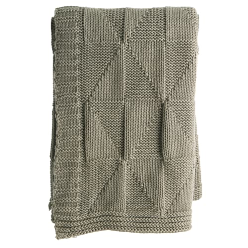 Pledd strikket mosegrønn Millie 125x150 cm