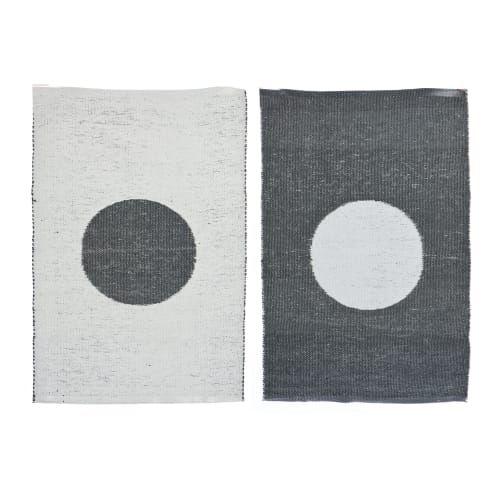 Rye Dots plastik mørk grå/hvit 60x90 cm