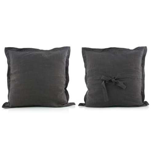 Putetrekk Madame lin koksgrå m/knyting 50x50