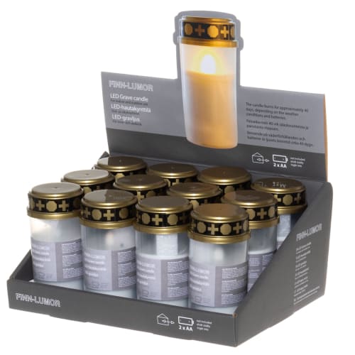 Gravlys LED for batteri i display Finnlumor