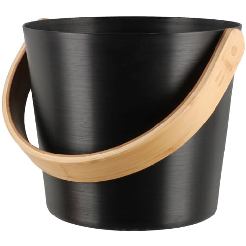 Bøtte aluminium sort med bamboohåndtak Rento