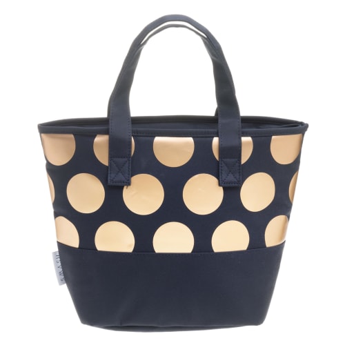 Kjølebag myk med håndtak polka dot sort gull 32x15x24cm