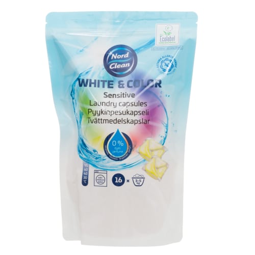 Tøyvask kapsel sensitiv farget og hvit 16stk
