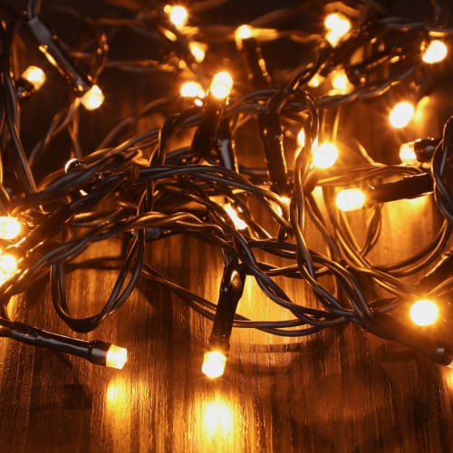 Lyslenke 40 LED Amber IP44 Sort ledning