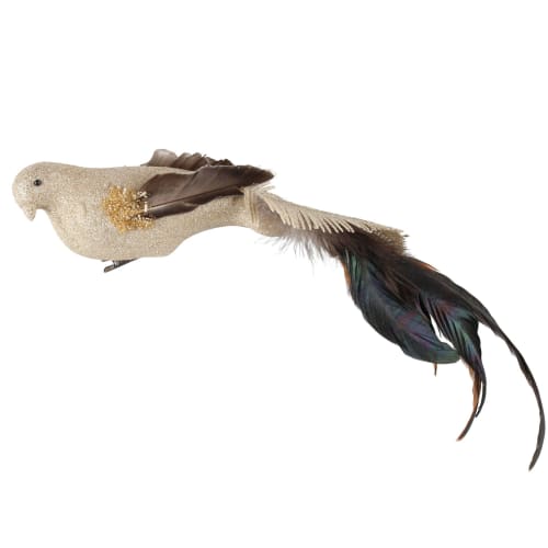 Dekorfugl med fjær 35 cm