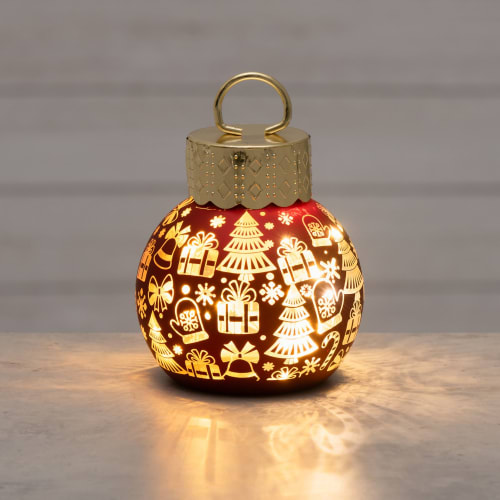 Julekule med LED lys 10 cm Gaver