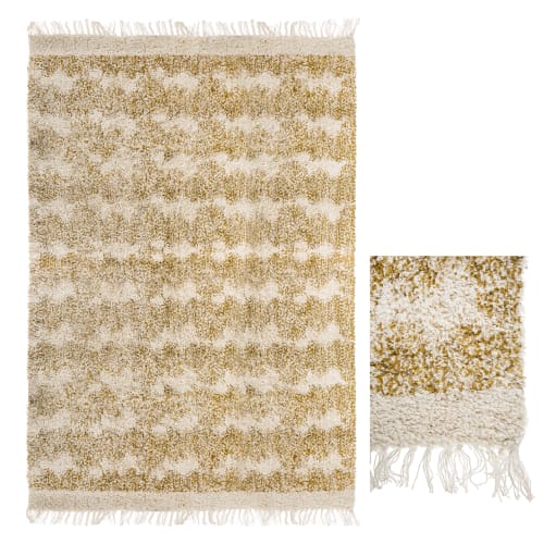 Teppe offwhite m/okergult trykk 120x180 cm