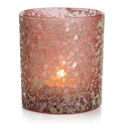 Telysglass Gloria m/glitter rosa 9 cm