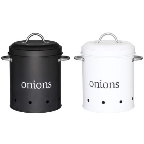 Oppbevaringsboks for løk 2ass sort hvit Maku